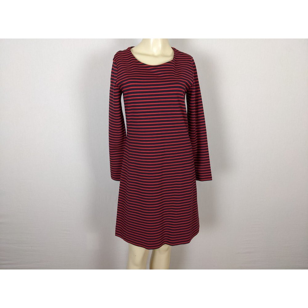 Madewell red and blue striped long sleeve‎ above knee tunic dress sz M